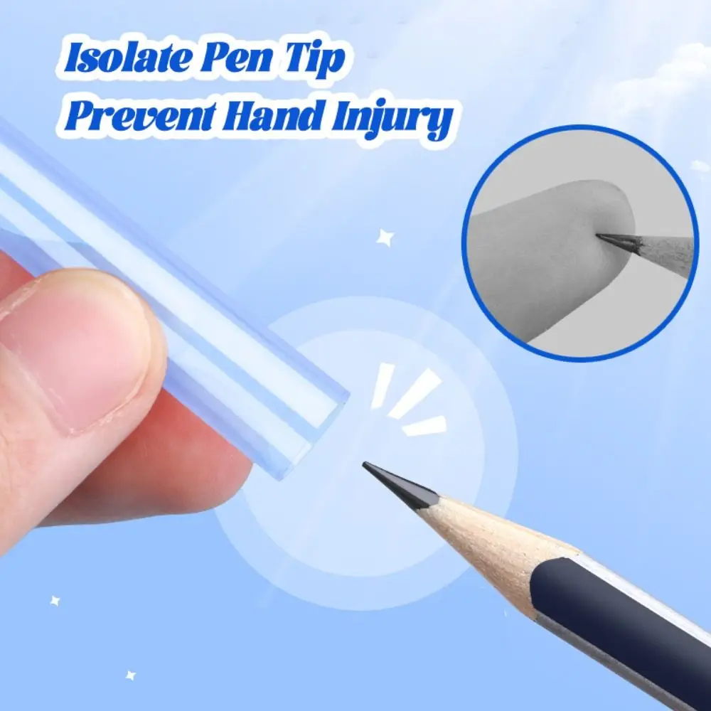 35개/박스 창의적인 플라스틱 연필 캡 단색 투명 연필 보호 케이스 펜 팁 보호기 학교 사무실용