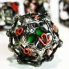 DND Metal Dice Set - Green Skull Pattern Zinc Alloy & Resin 7pc D&D Dice, Handcrafted RPG Polyhedral Dice Set 4