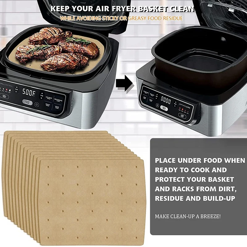 200Pcs Air Fryer Paper Air Hole Fryer Parchment Paper Liners For Ninja Foodi Grill 5-In-1 AG301 4Qt