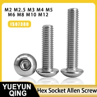 ISO7380 สแตนเลสสตีล Hex สกรู M2 M2.5 M3 M4 M5 M6 M8 M10 M12 หกเหลี่ยม 304 SS ซ็อกเก็ต Allen Bolt ด้ายเครื่องสกรูโลหะ 1