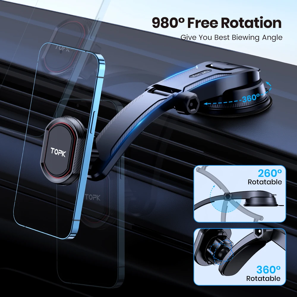 TOPK 6 starke Magnete, Auto-Handyhalterung, Handyhalterung fürs Auto, Mag-Safe-Handyhalterung, magnetische Autohalterung, kompatibel mit allen Smartphones – Detail 3