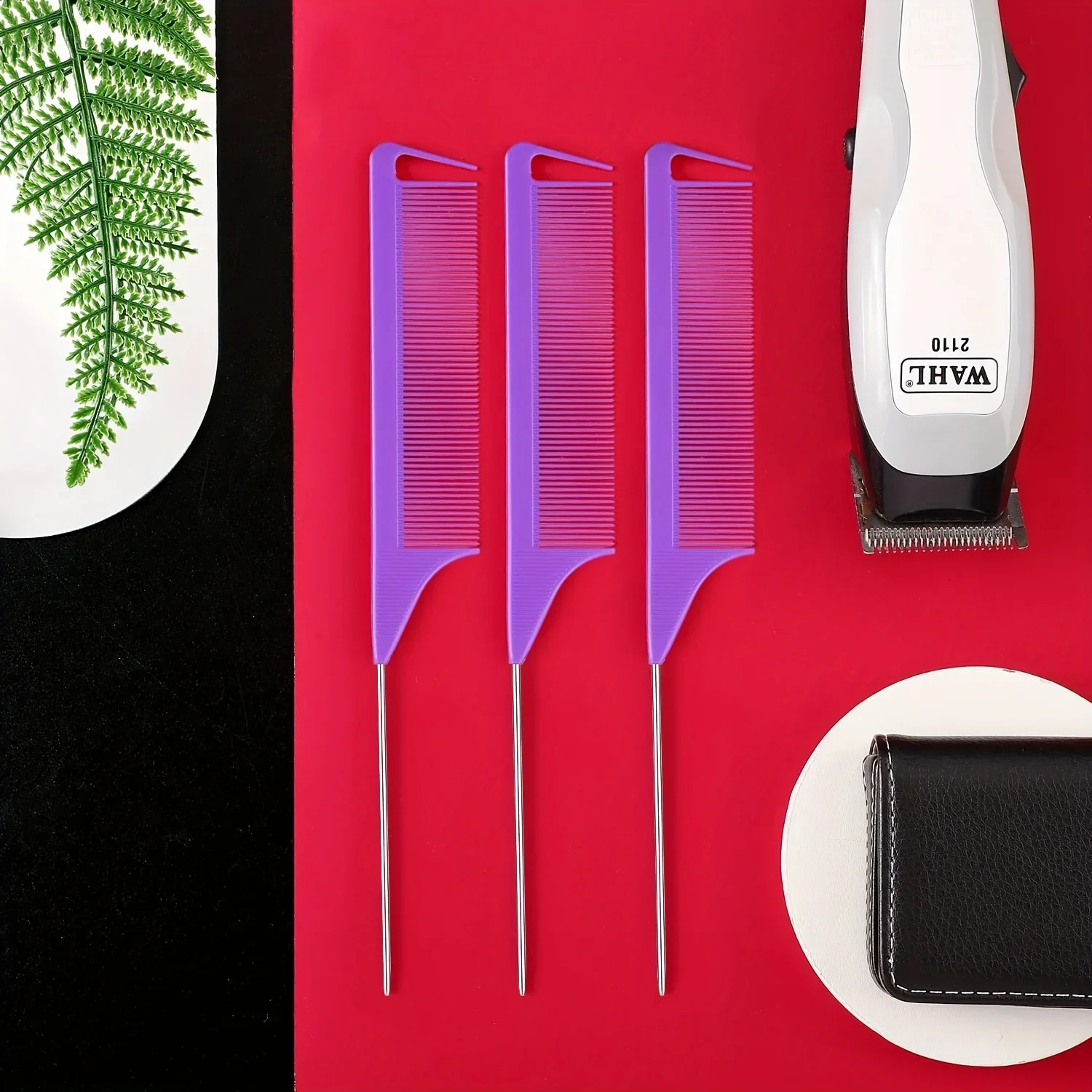 30-teiliges Kammset mit spitzem Schwanz, geeignet für Frisurdesign, Kunststoffkammzähne und Metallgriff, hitzebeständiger Kamm – Detail 4