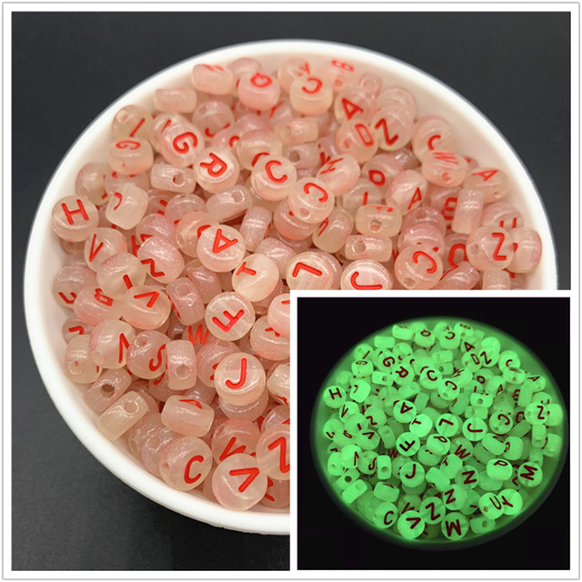 7mm Luminous Letter Beads Alphabet Acrylic Spaced Beads For Jewelry Making DIY Charms Bracelet Necklac