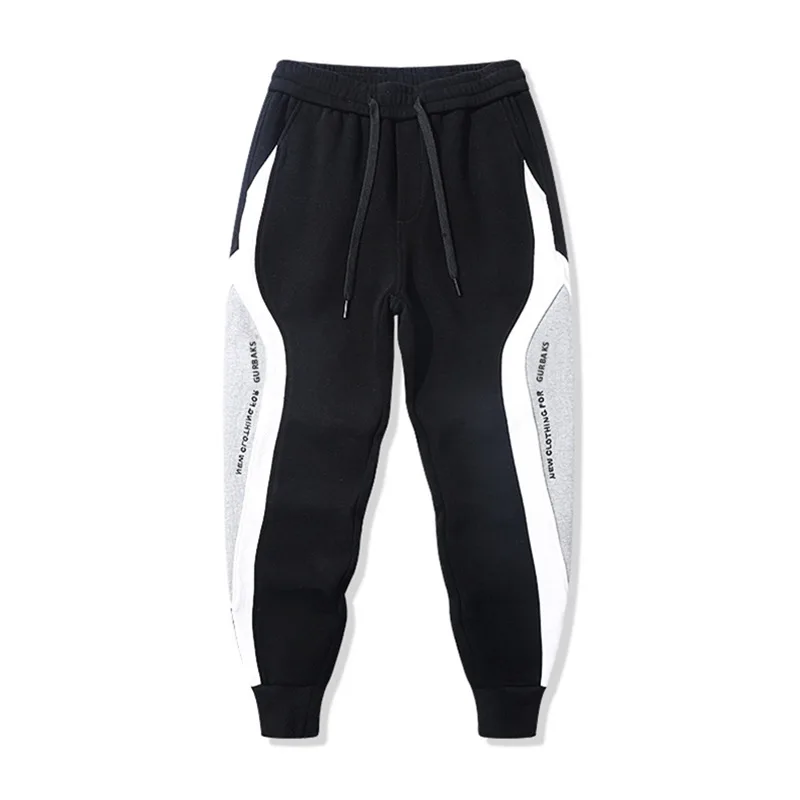 Spring Autumn Men's Wide Loose Casual Pants Mens Patchwork Nine-point Sports Pants Elastic Rope Breathable Tie-foot Trousers