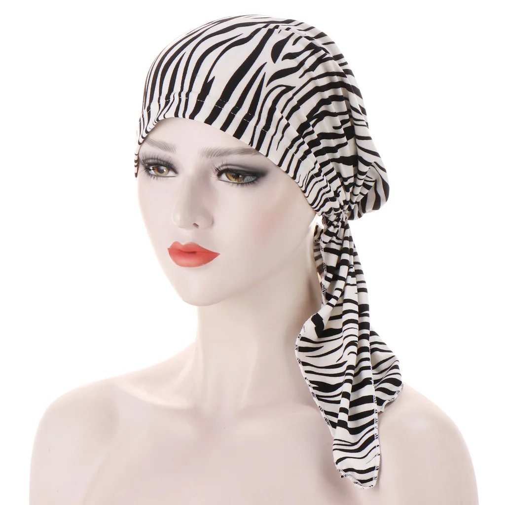 Muslim Hijab Cancer Chemo Caps Flower Print Turban Cap Hair Loss Headscarf Elastic Cotton Headwear