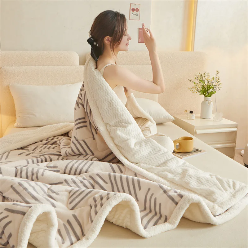 

Thick Warm Winter Blankets Coral Fleece Bedspread Blanket Cover Noridc Solid Throw Blanket for Sofa Double Bed Large Blanket