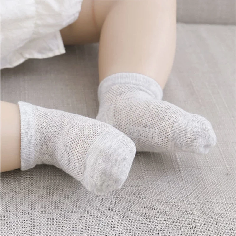 Baby Socks 5 Pairs Pure White Summer Breathable Mesh Sock for Infant Boy Girl Korean Kids Simple Thin Cotton Socks
