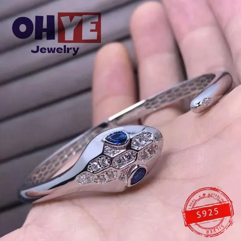 

1:1 Selling European and American Free Shipping Silver 925 Custom Fashion Shiny Snakehead Bracelet for Women Luxury Jewelry