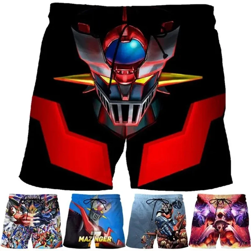 

Japanese Cartoon Short Pants For Men Harajuku 3D Anime Printed Mazinger Z Personality y2k Shorts Vacation Casual Swimsuit Trunks