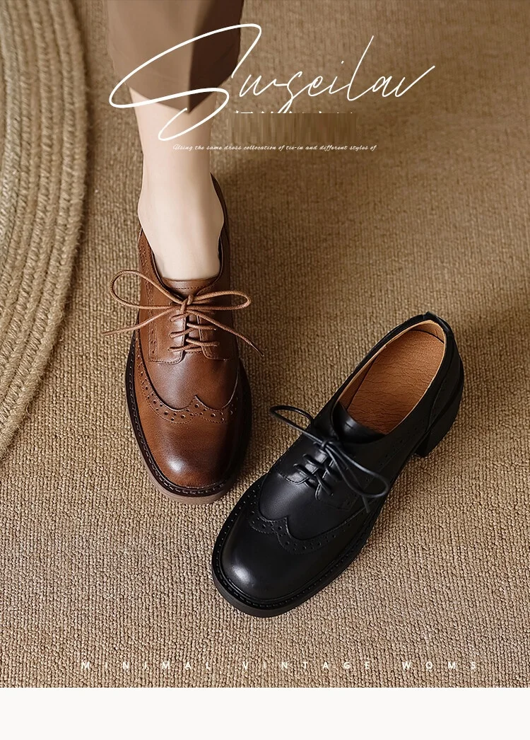 NEW Spring Women Loafers Genuine Leather Shoes Round Toe