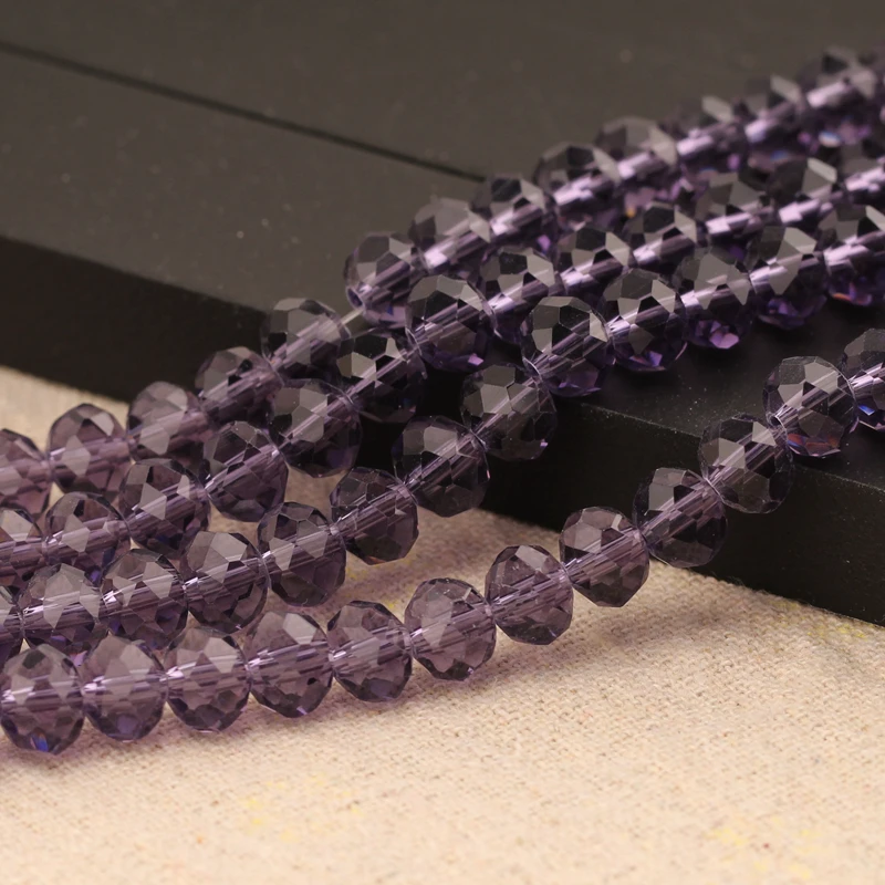 

5-50pcs Bluish Purple Color Rondelle Faceted Crystal Glass 3mm 4mm 6mm 8mm 10mm 12mm Loose Spacer Beads for DIY Jewelry Making