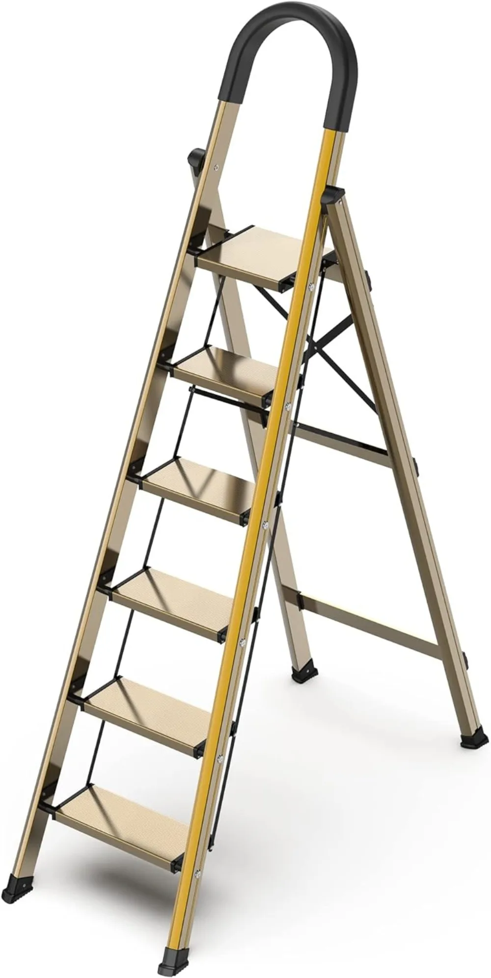 

GameGem Lightweight Aluminum 6 Step Ladder for 12 Feet High Ceiling, Folding Step Stool Stepladders, with Anti-Slip