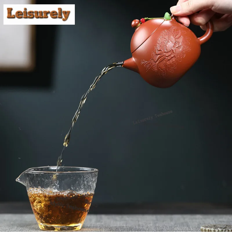 270ml Classic Yixing Purple Clay Teapots Famous Artists Handmade Dragon Egg Pot Raw Ore Zhu Mud Kettle With Infuser Zisha Teaset