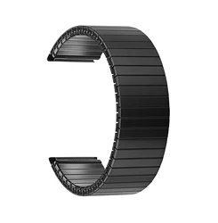 Sleek Stainless Steel Elastic Watchband - Universal Fit, Unisex Design - 22mm (Black)