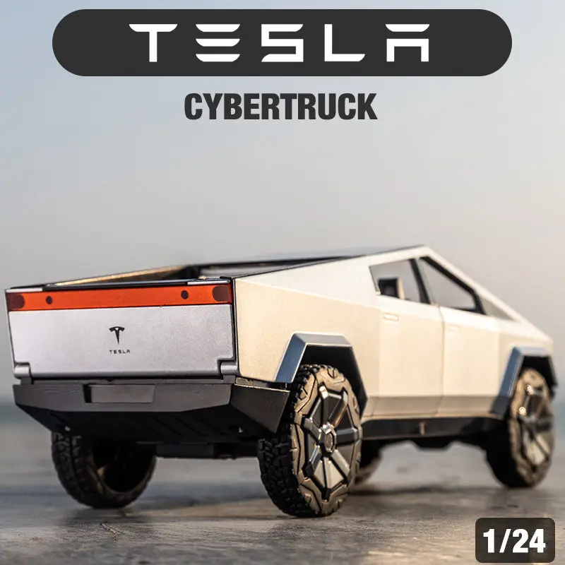 1/24 Scale Tesla Cybertruck Pickup Alloy Car Model Diecasts Car Toy Children Off-road Vehicles Collective Simulation Miniauto