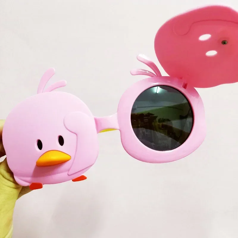 Girls Sunglasses Kid Sun Glasses Children Glasses Polarized Lenses Boys Silicone UV400 Child Mirror Baby Duck Eyewear