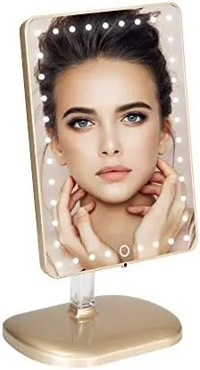 

Vanity Touch Pro Makeup Mirror with LED Lights and Bluetooth Speaker, 360 Adjustable Rotation Rectangle Vanity Mirror with Touch