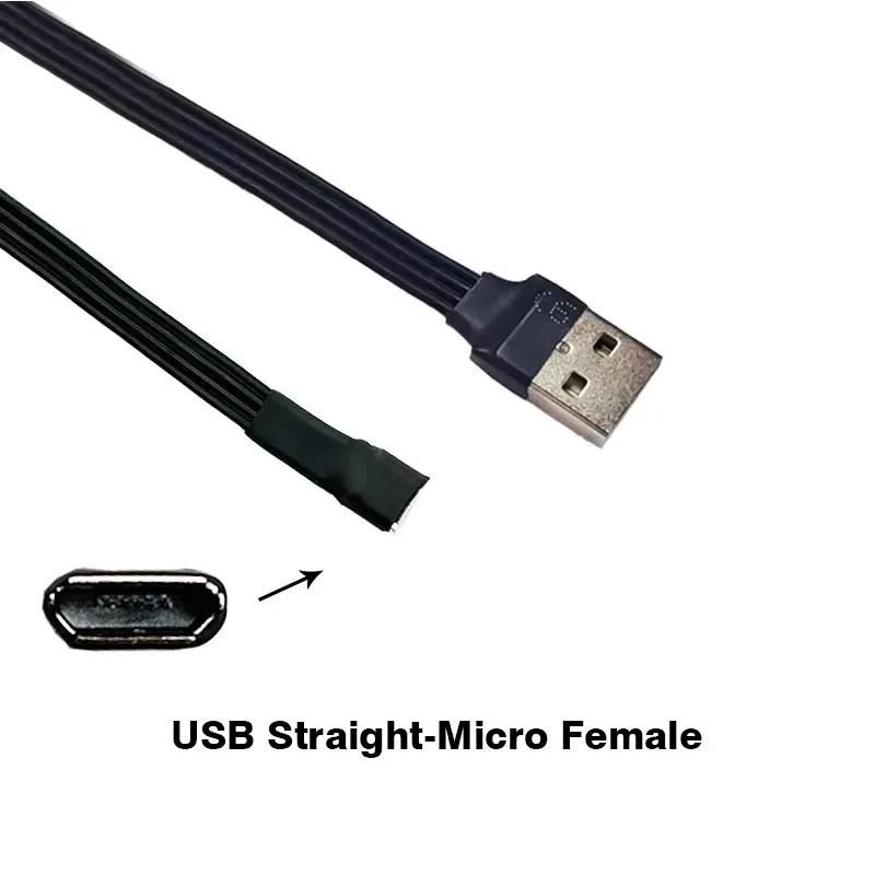 0.05M-3M 슈퍼 플랫 유연한 마이크로 USB 상하좌우 각도 90 도 USB 2.0-마이크로 USB 데이터 충전 FPV 실리콘 케이블