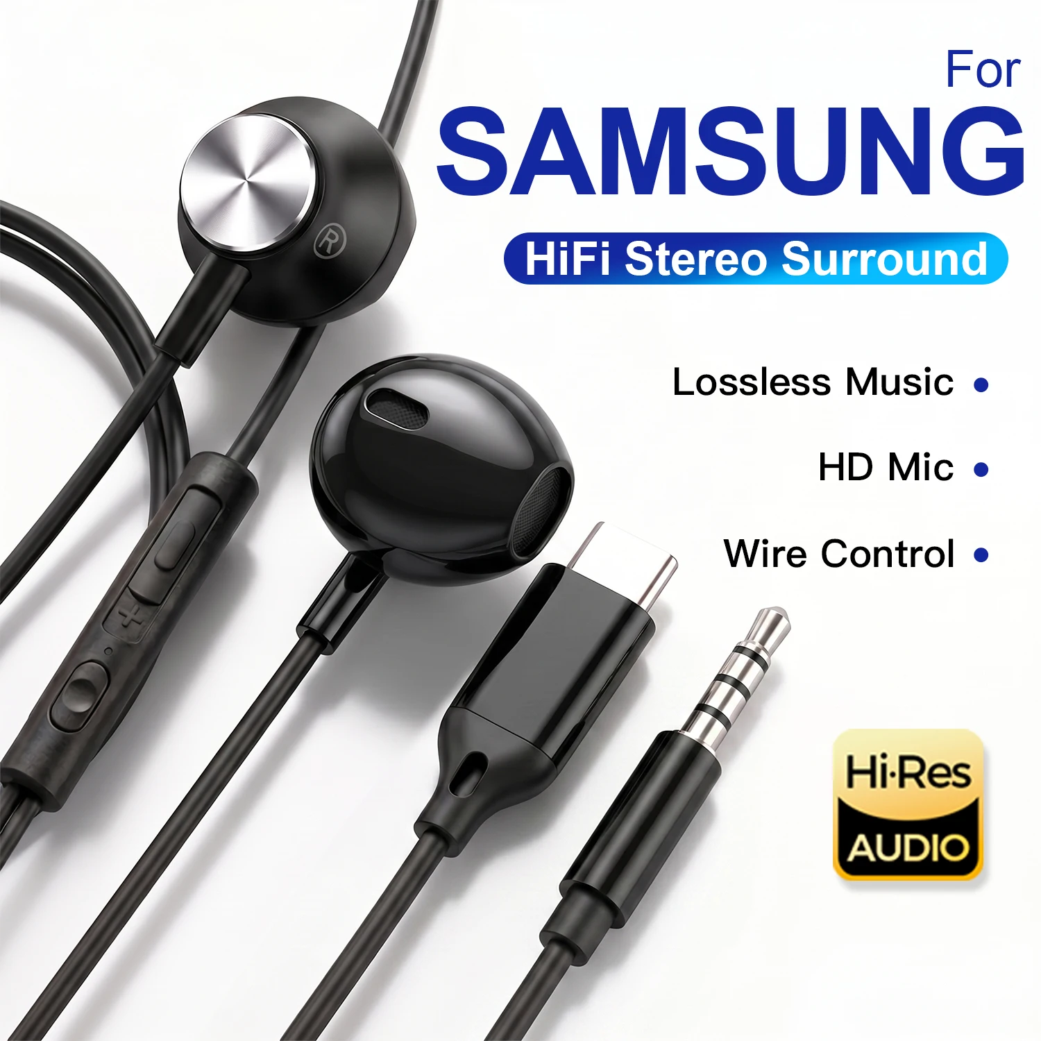 USB-C HiFi Surround Sound Wired In-Ear Headphones