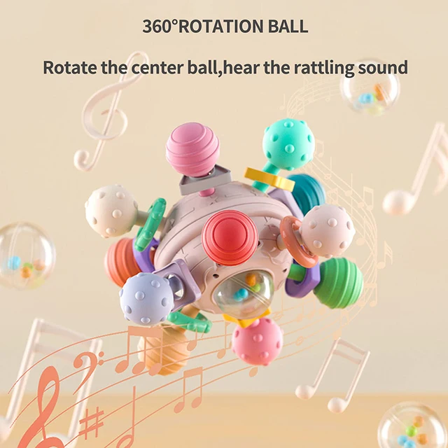 Giocattolo Dentizione Neonato 4 In 1 - Pallina Sensoriale Montessori Con Sonaglio - Foto 9