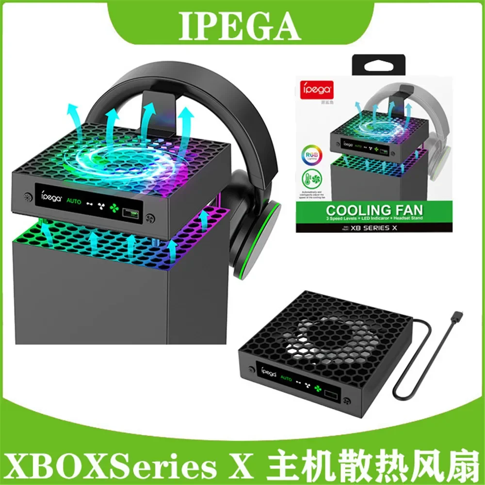 Xbox 시리즈 X 콘솔용 PG-XBX026A 냉각 선풍기, 온도 조절 스마트 센싱 선풍기, 다채로운 RGB 조명, 저소음