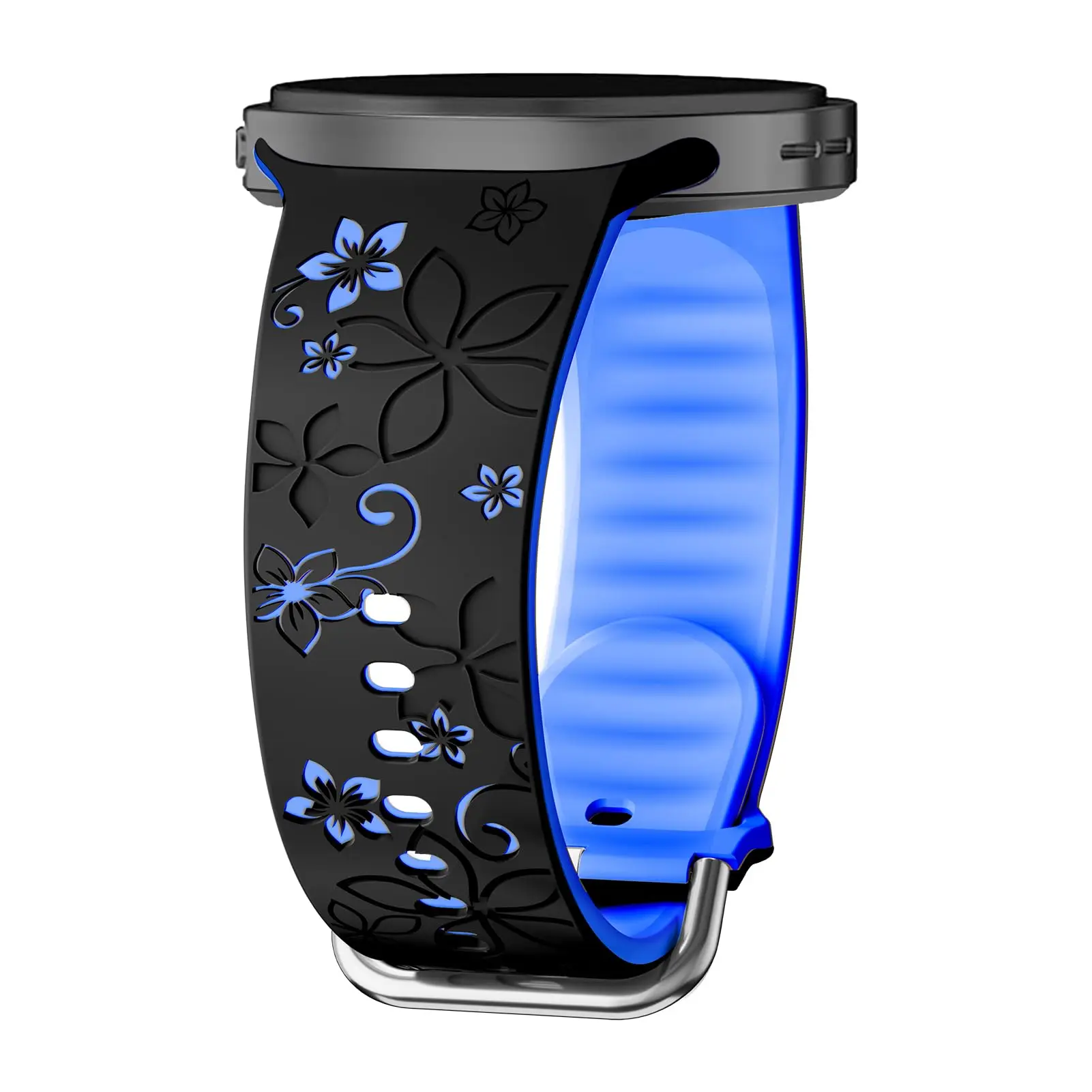 Two-Tone Flower Engraved Silicone Wristband