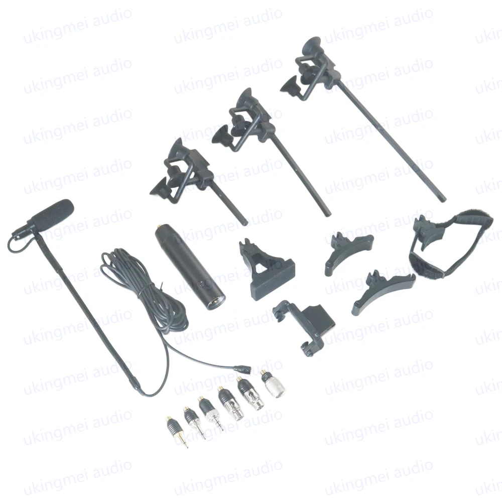 Supercardioid Musical Instrument Microphone with Clips for Cello Violin Guitar Flute Piano Saxophone Suitable Wireless Transmitt