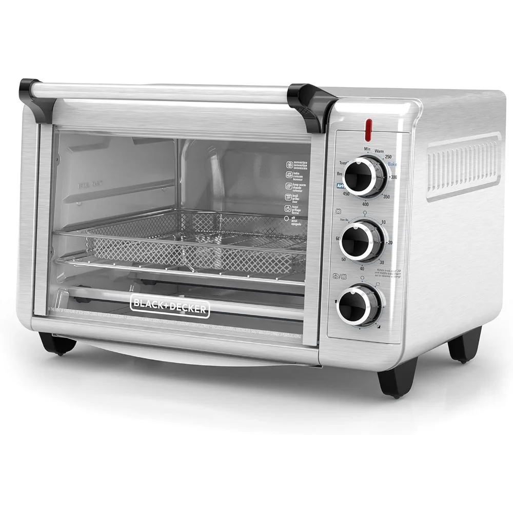 6-Slice Crisp 'N Bake Air Fry Toaster Oven,5 Cooking Functions, 60 Minute Timer, Stainless Steel
