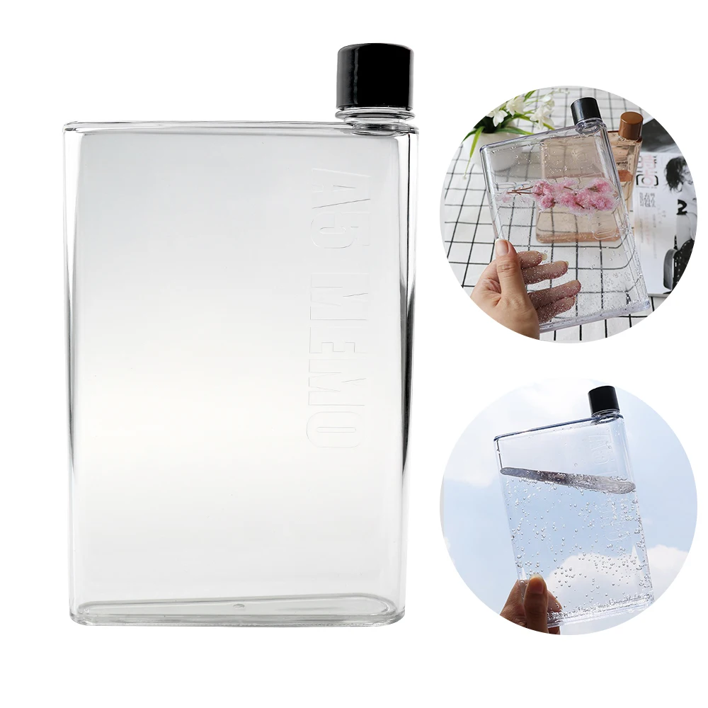 Sports Water Bottle 750ml Flat Outdoor Crystal Transparent Plastic Portable