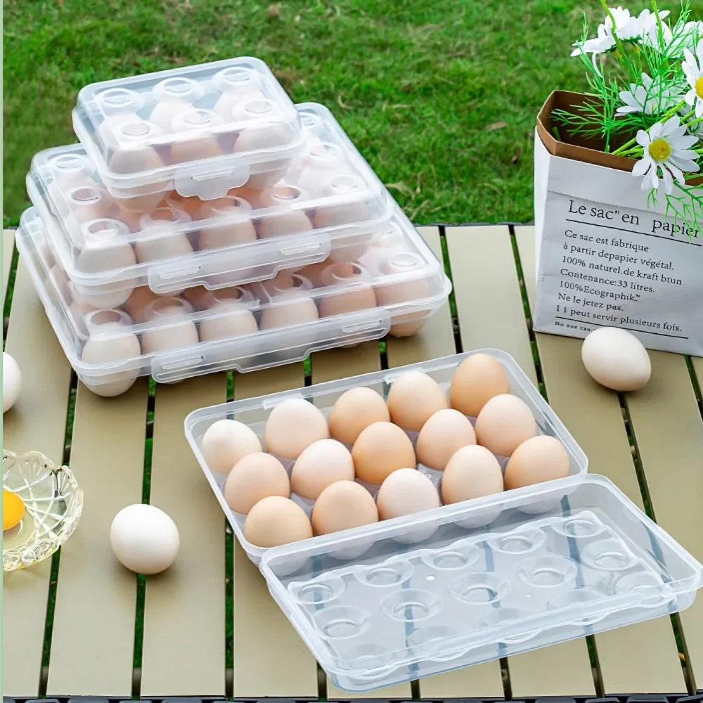 Egg Holder Plastic Egg Storage Box Egg Organizer for Fridge Portable Egg Tray with Lid for Refrigerator Camping Hiking Outdoor 4