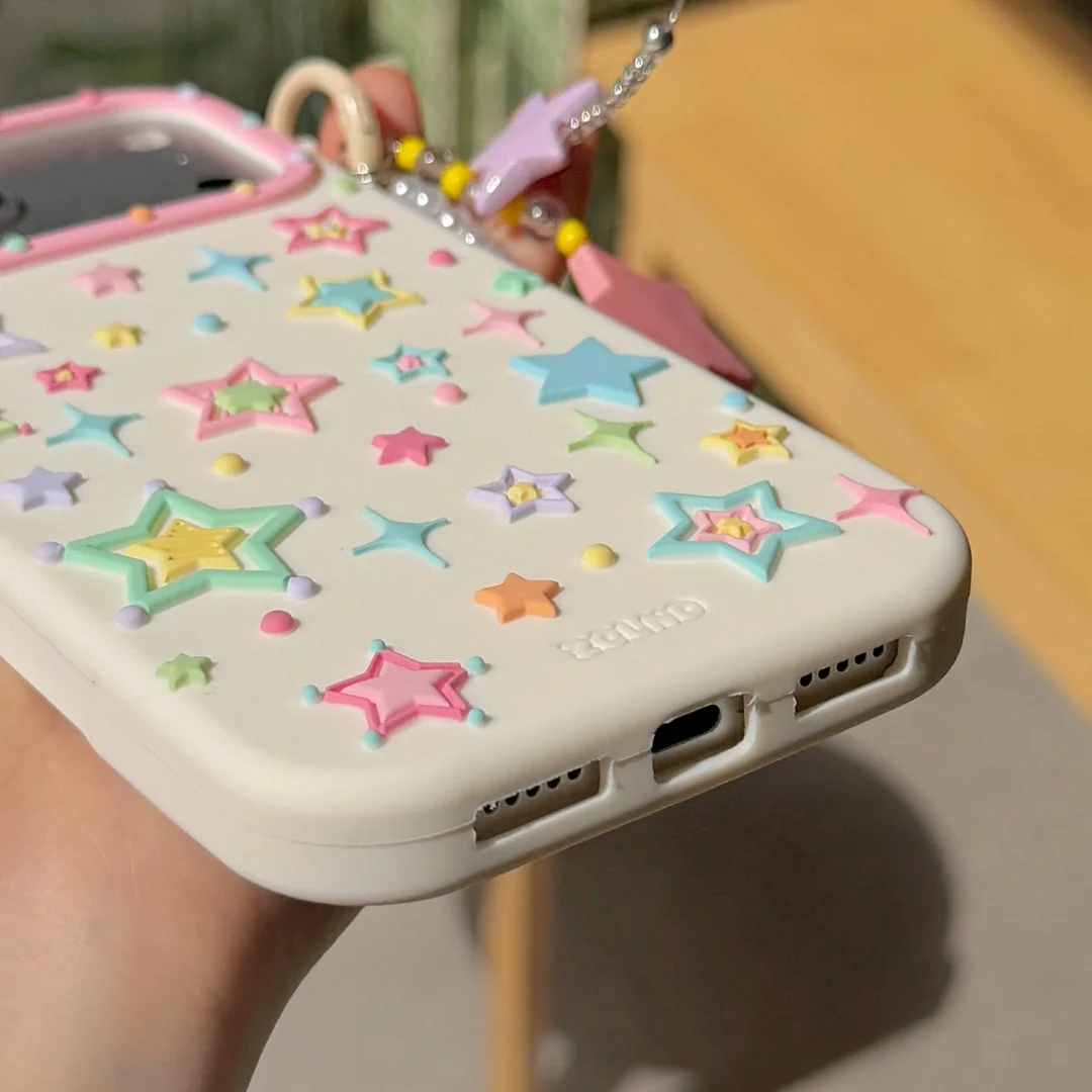 Colorful Stars Pendant Shockproof Silicone Phone Case Cover