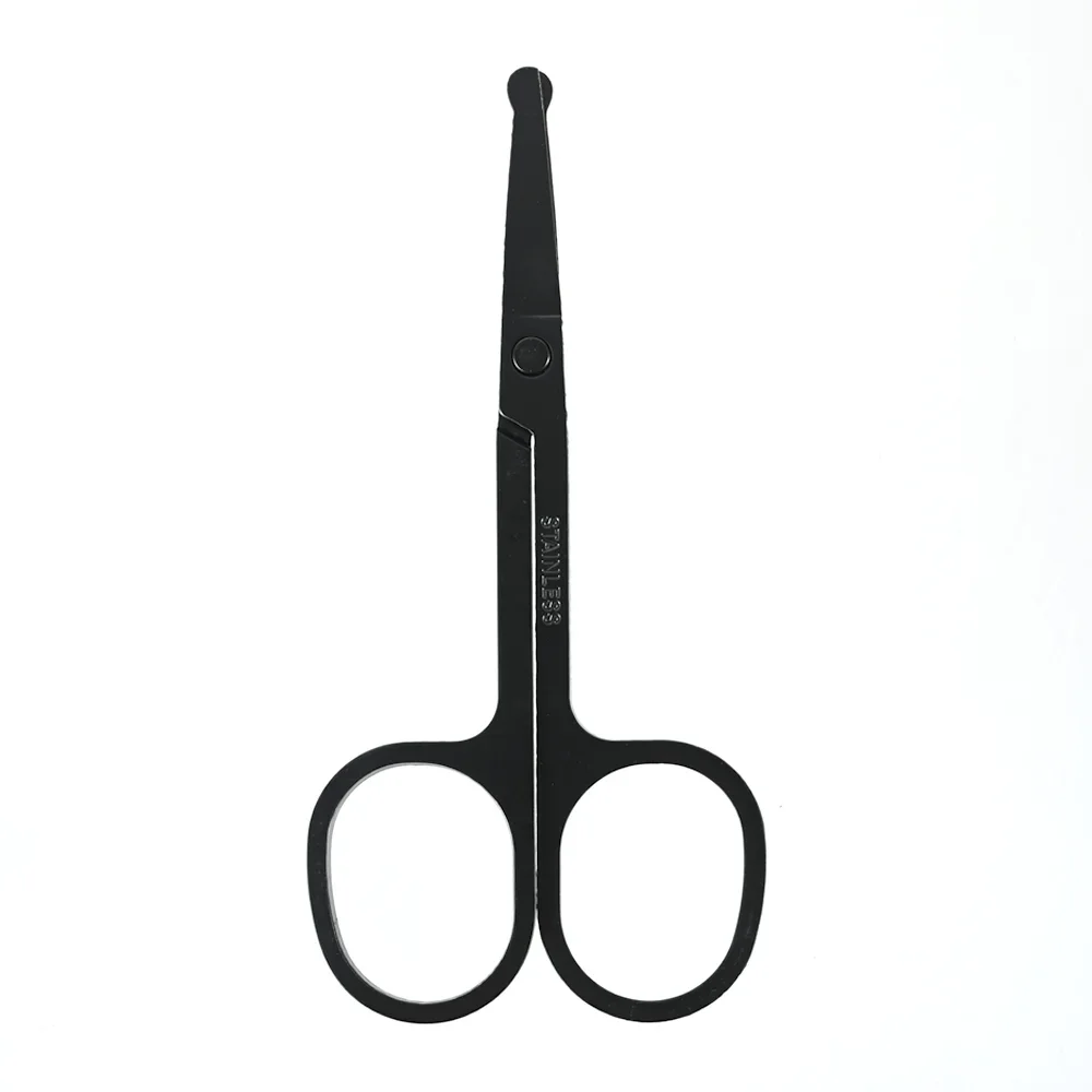 Black Nose Hair Scissors Stainless Steel Round Head Beauty Trimmer