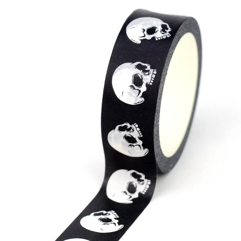 2024 NEW 1PC 10M Decor Halloween Holiday Ghosts Skull BW Washi Tape Set for Scrapbooking Journaling Masking Tape Cute Stationery 4
