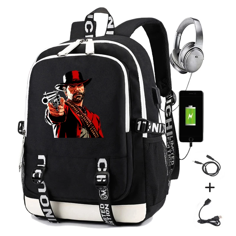 

American Games Redemption Backpack with USB Charging Boys Girls School Bag Casual Men Travel Laptop Backpack Student Bookbag