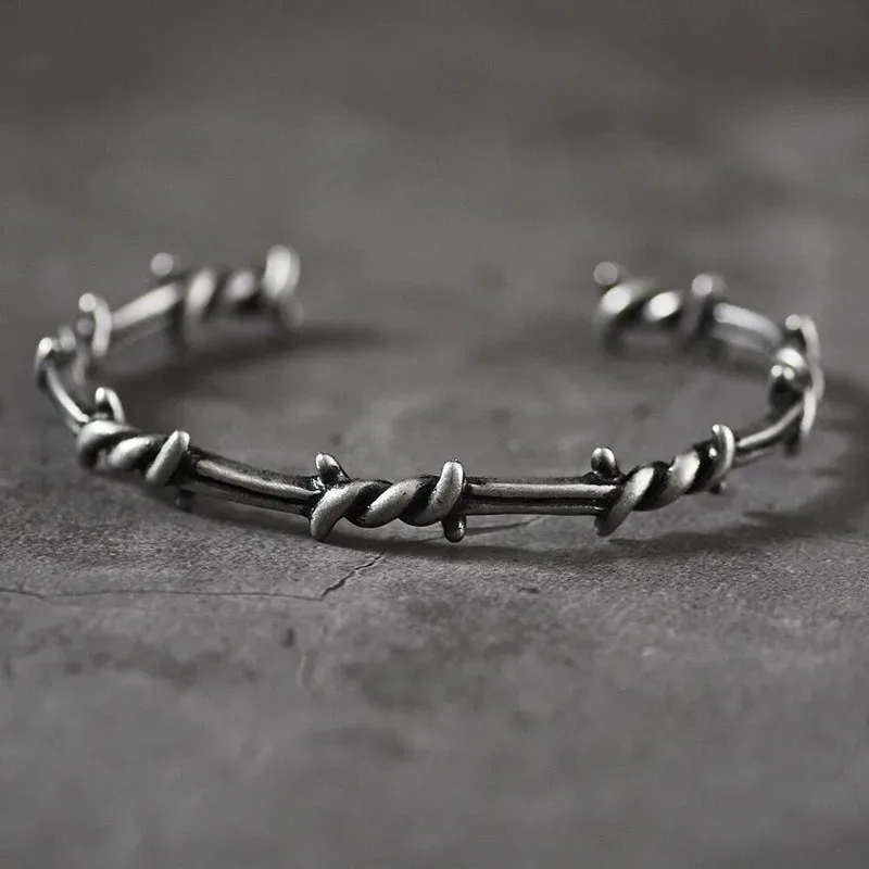 Fashion Bracelet Classic Punk Hoop Engraved Rune Curse For Men