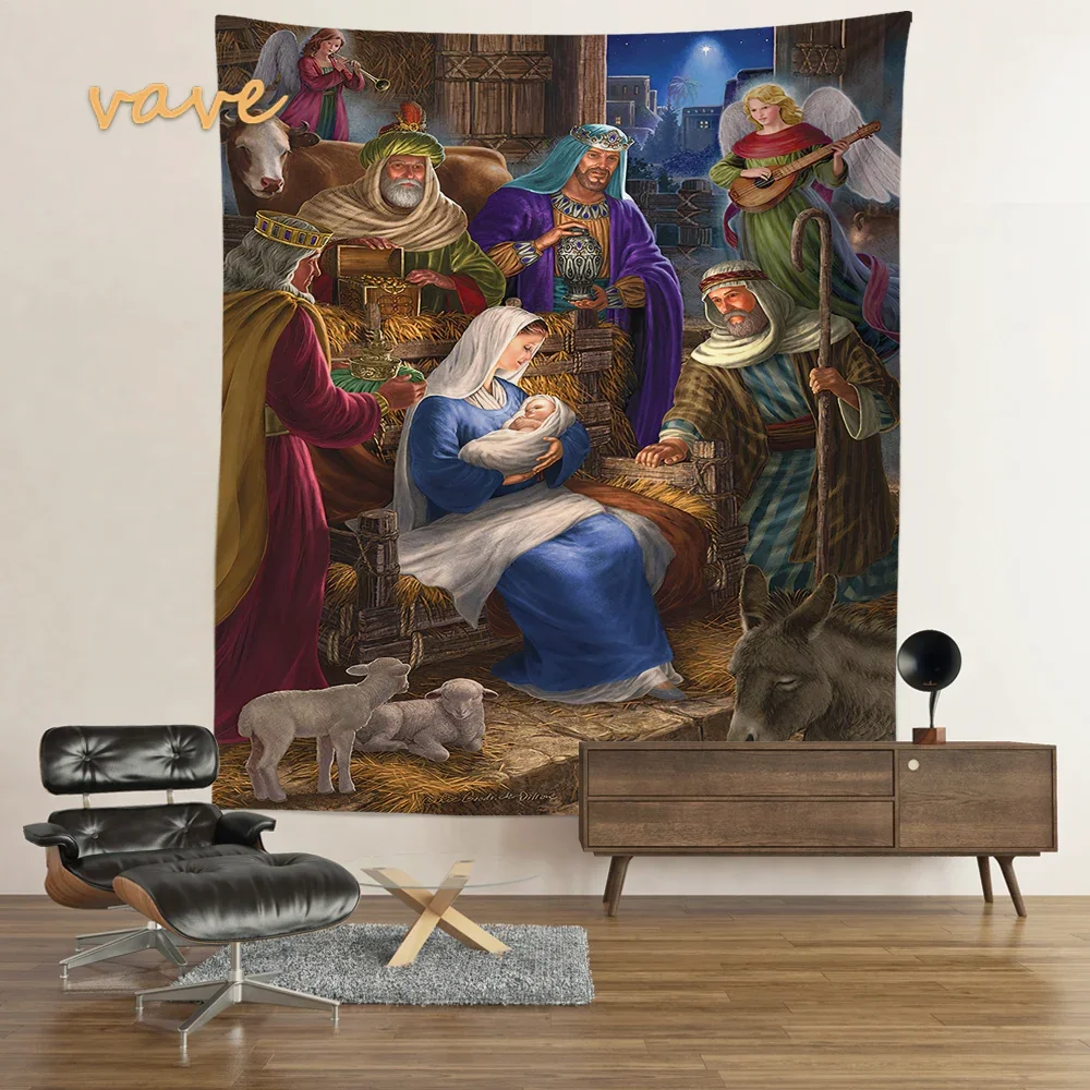 Christmas Decoration Tapestry Nativity Scene Wall Hanging Jesus Angel Easter Christ Room Decor Large Fabric Tapestry Aesthetic tapestry decor