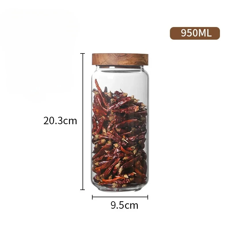 Wood Lid Glass Airtight Kitchen Storage Canister and Dispenser