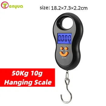 Elettronica 50Kg 10g Bilancia sospesa LCD Cucina Bilancia digitale Retroilluminazione Pesi da pesca Bilancia tascabile Bilancia per bagagli da viaggio 1
