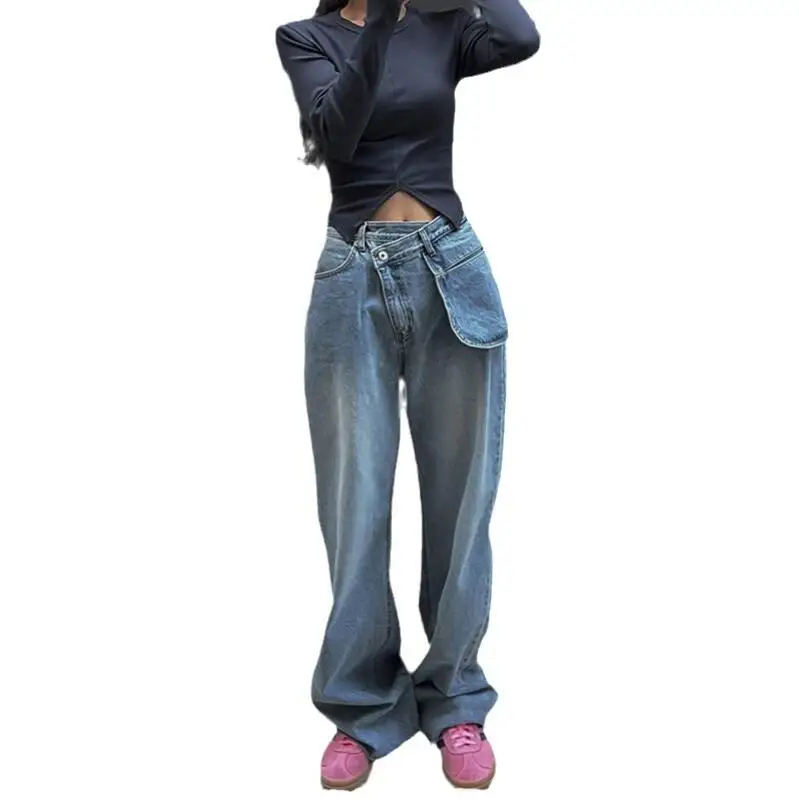 

Джинсы-мешковатые женские с завышенной талией, в американском стиле