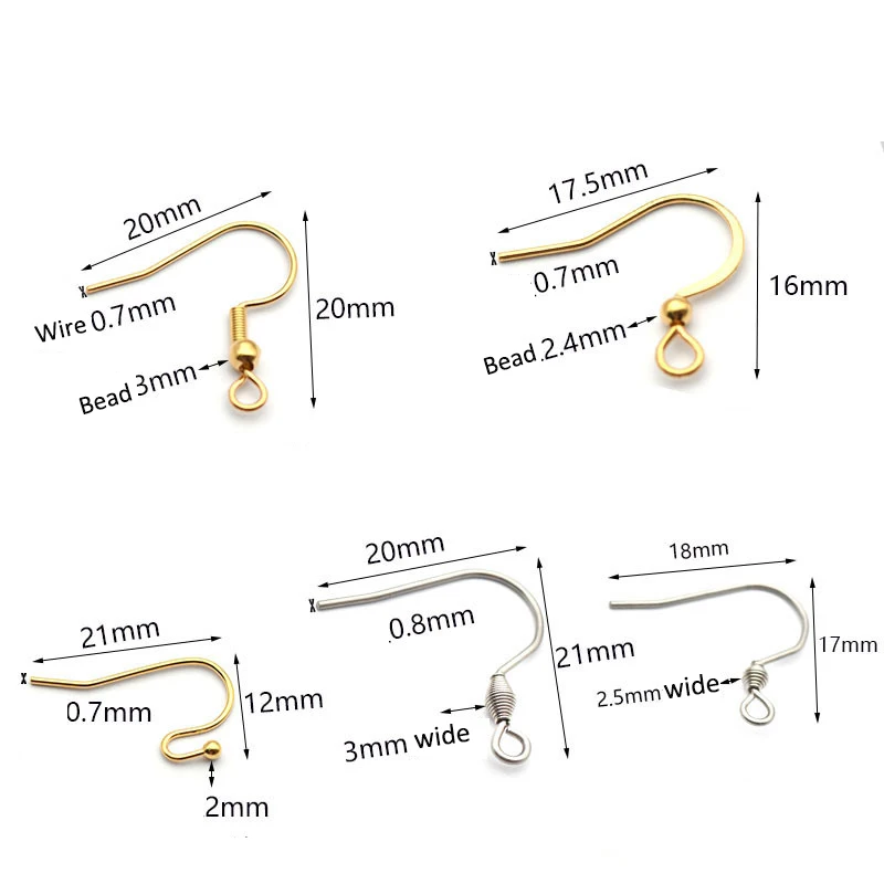 50pcs Stainless Steel Earwire Earrings Hooks Base for Earrings Ear Jewelry Making DIY Findings Accessories