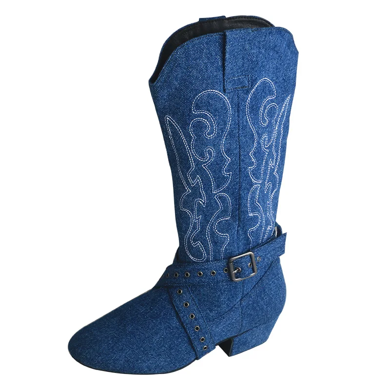 Women's Denim Customized Heel Dance Boots Salsa Jazz Dance Shoes main image 0