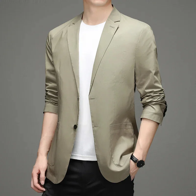 thumbnail image 1 of Traje de mezcla de lino y algodón para primavera y otoño para hombre, chaqueta informal de estilo occidental, asequible y de alta gama, de estilo coreano, 1 of 4