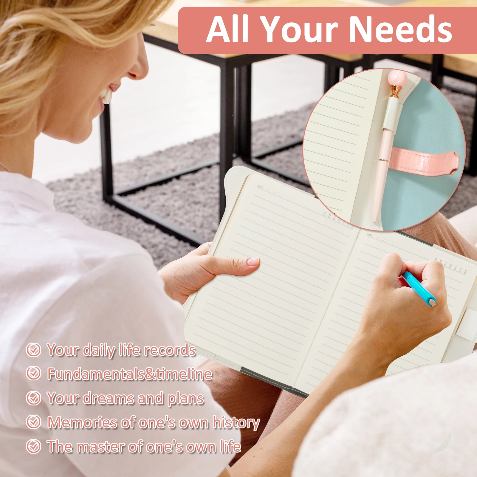 Diary with Lock and Keys 360 Pages Journal with Lock B6 Size PU Leather Locking Diary with Pen Cute Journal Set for Kids Women 6