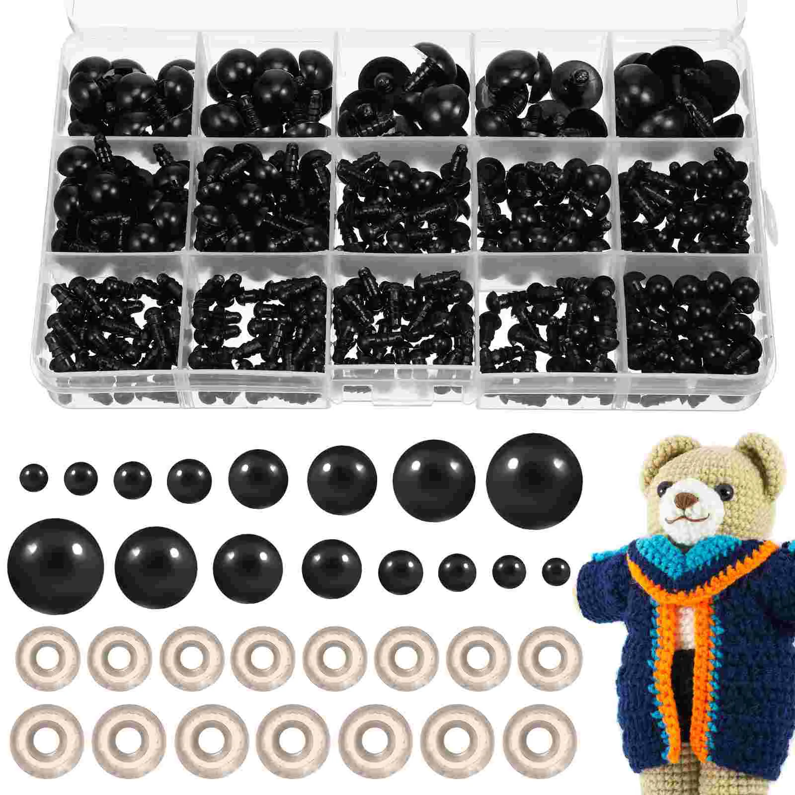 1 Box Craft Eyes Plastic Safety Eyes DIY Stuffed Animals Crafting Supplies with Washers boxed plastic eyes diy supplies materials for accessories dly woven stuffed toy craft safety