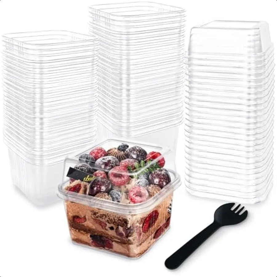 50 Pack 8oz Plastic Dessert Cups with Lids