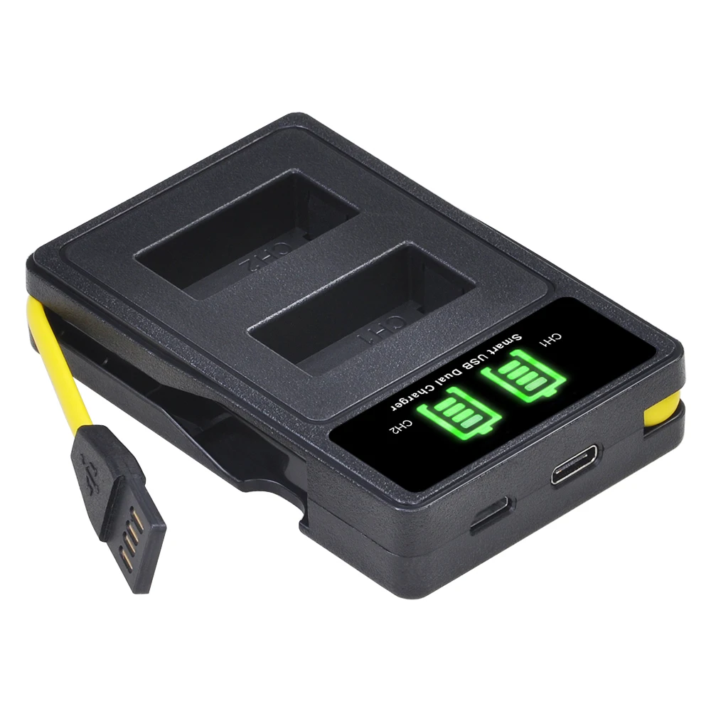 Аккумулятор для фотоаппарата PowerTrust, 2 шт., внешний аккумулятор EL20A + двойное зарядное устройство USB со светодиодной подсветкой для Nikon Coolpix P1000 Nikon1 J1, J2, J3 Nikon1 AW1 (art.: 7b0ab434e) - 7b0ab434e