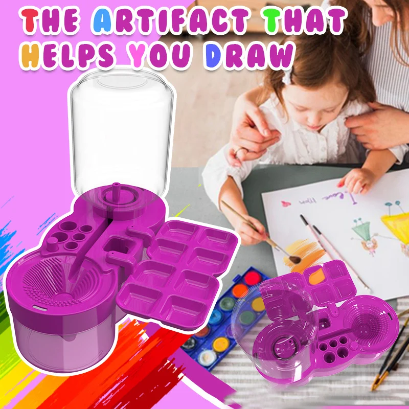 Paint Brush Cleaner with Drain Button Automatic Water Circulation for Cleaning Paint Brushes Cleaning Machine Bucket Art Tools painting brushes
