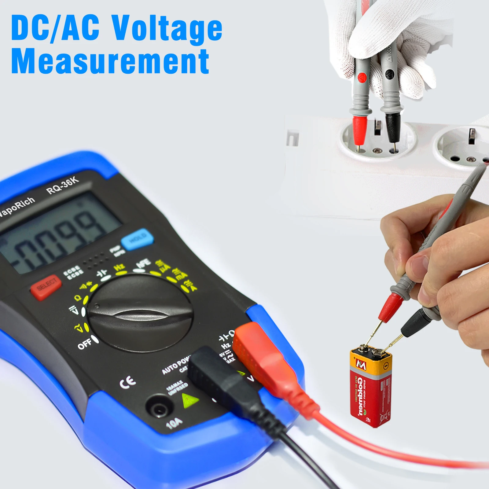 Multimeter Tester TRMS 4000 Counts Digital Multimeter with DC AC Voltmeter and Ohm Volt Amp Meter ; Measures Voltage, Current