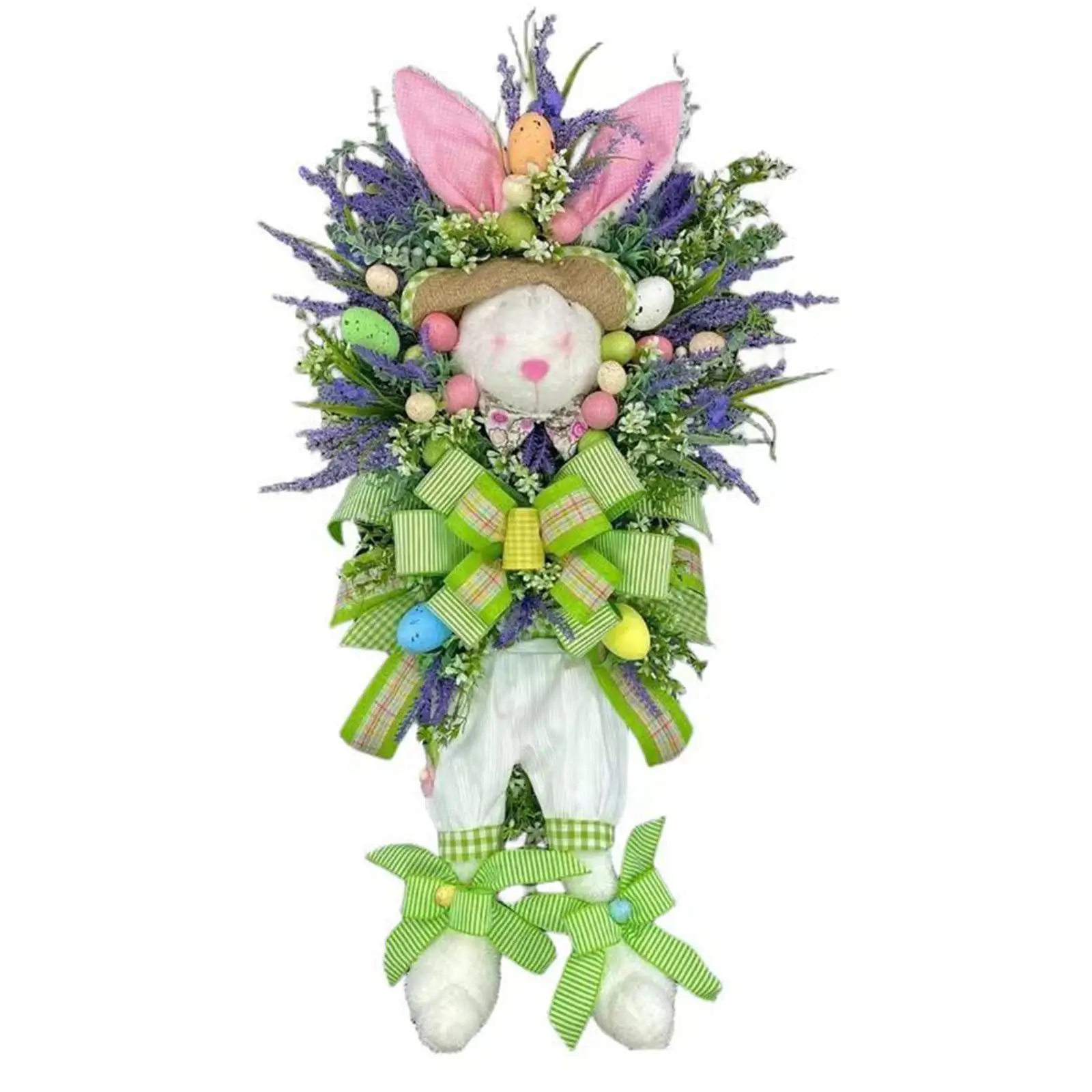 Easter Rabbit Wreath for Front Door Decorative Indoor Outdoor Wall Hanging Ornament for Party Wedding Bedroom Home