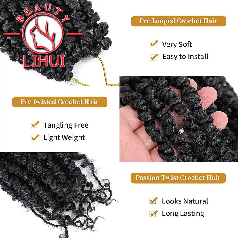 Passion Torsion Cheveux Pré Torsadé Passion Torsions Crochet Tresses  Pré-Boucle Synthétique Tressage Cheveux Extensions 12 18 pouces - AliExpress